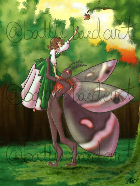 Some art of a story I am currently working on. The moth man is based on a Cecropia Silk Moth!