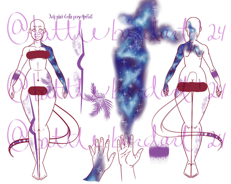 I enjoy designing tattoos quite a lot! The theme of these tattoos was meant to be based on sleep and scales!