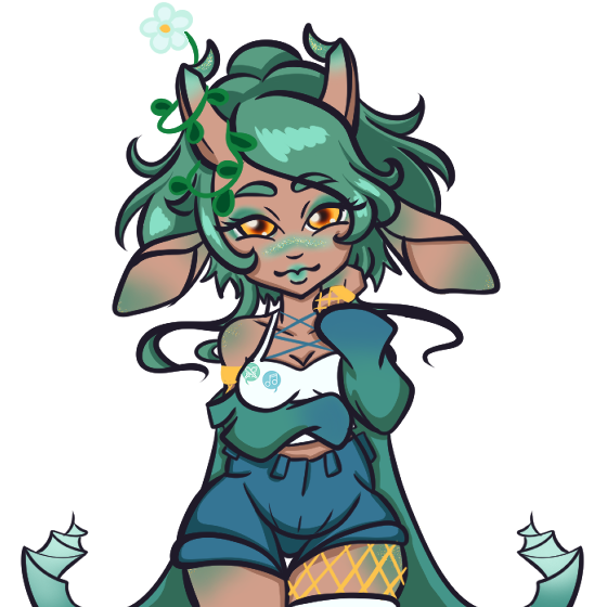 My original Giftuber! Art by me! A slightly Chibi version on the Bard design, looking slyly at the camera.